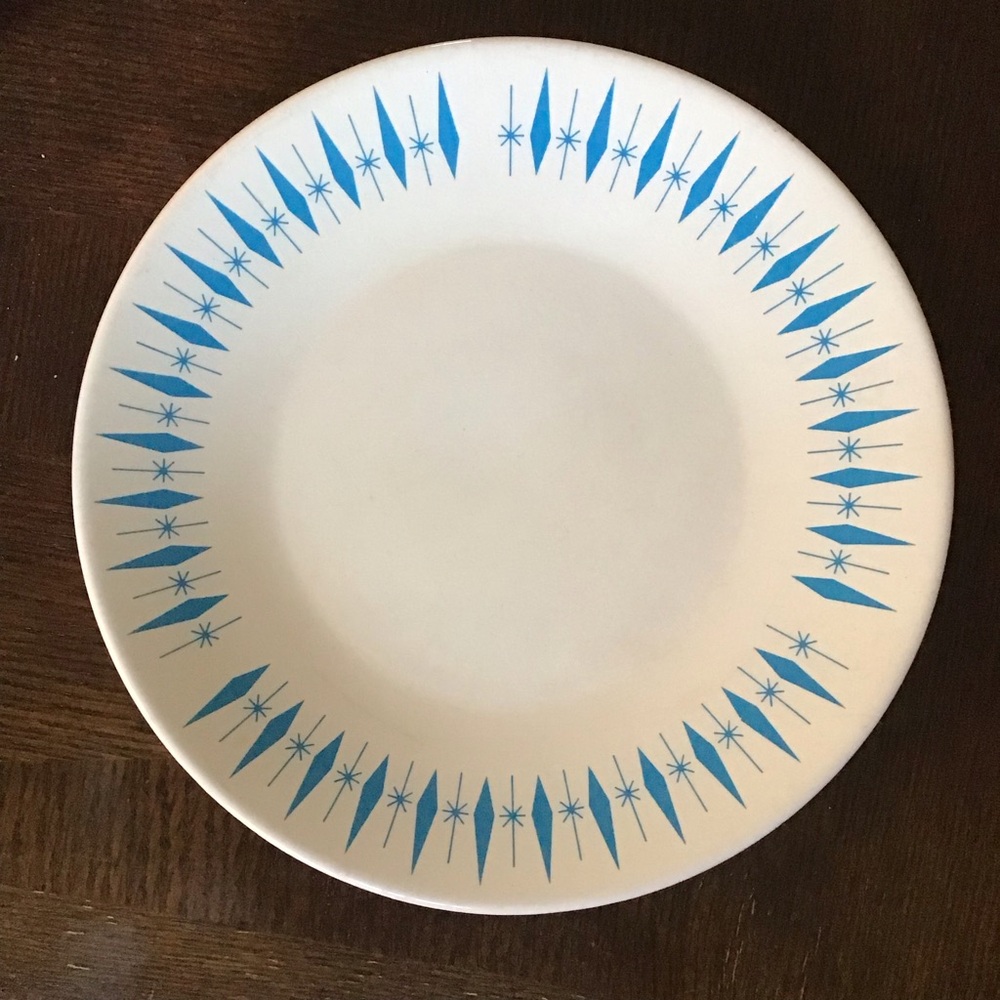 Mar-Crest 1960s Vintage Atomic Blue Diamond Carousel 10" Dinner Plate